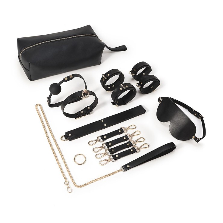 KIT 9 PEZZI SADOMASO SEXY PELLE VEGANA CON POCHETTE