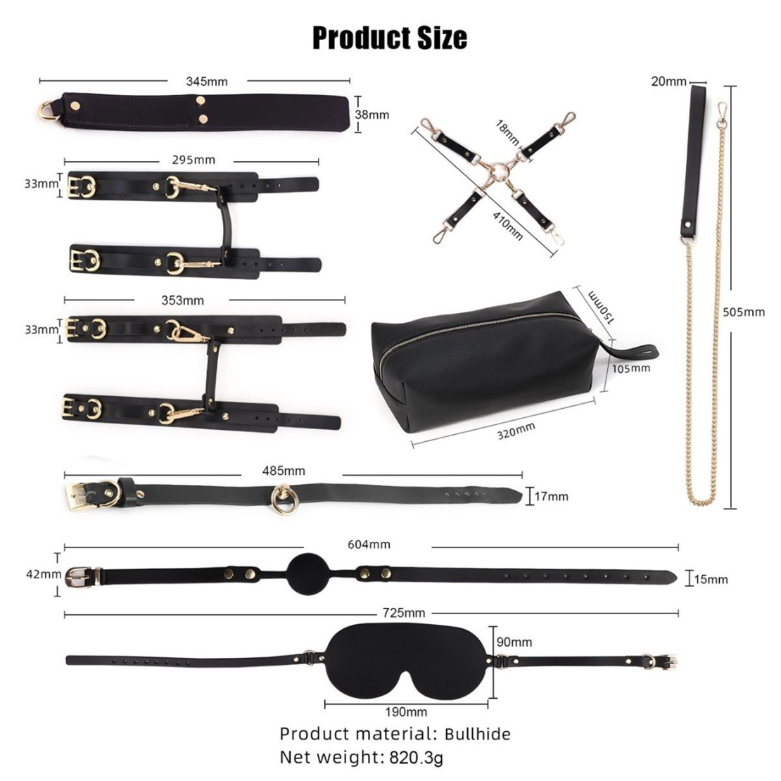 KIT 9 PEZZI SADOMASO SEXY PELLE VEGANA CON...