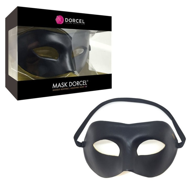 MASCHERA SEXY UNISEX NERA REGOLABILE IN ECOPELLE MASK DORCEL