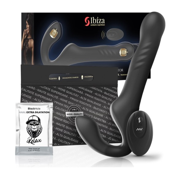 STRAP-ON PER DONNA STRAPLESS VIBRANTE E MOVIMENTO SU E GIU' CON TELECOMANDO WIRELESS IBIZA
