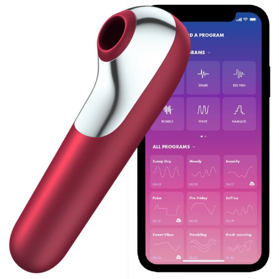 VIBRATORE E ASPIRA CLITORIDE SEX TOY RICARICABILE CON APP DUAL LOVE