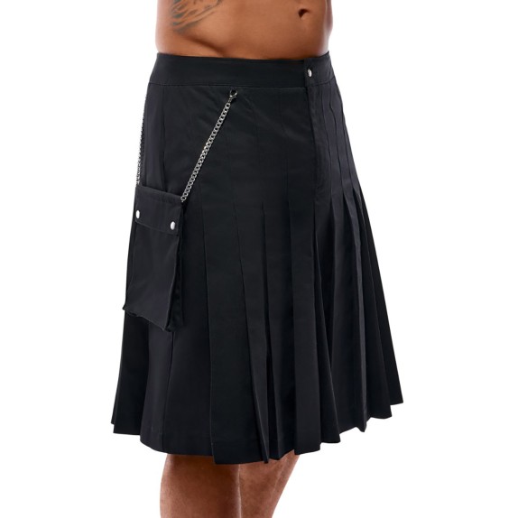 KILT SCOZZESE NERO LUNGO PER UOMO CON TASCA E CATENA SVENJOYMENT
