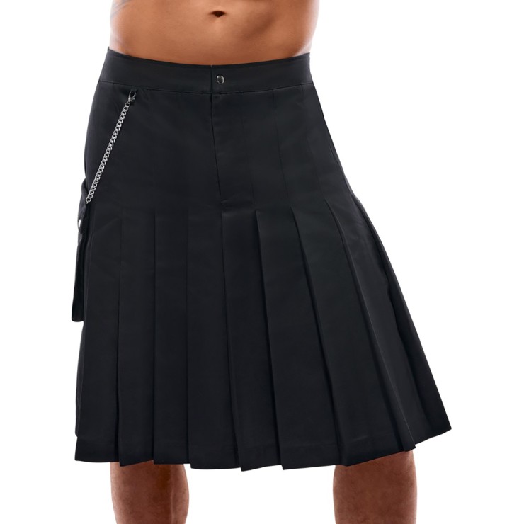KILT SCOZZESE NERO LUNGO PER UOMO CON TASCA E CATENA... 2