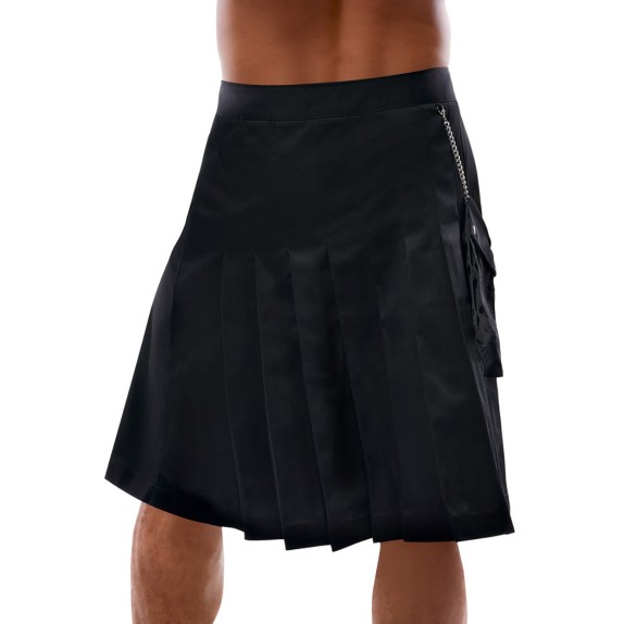 KILT SCOZZESE NERO LUNGO PER UOMO CON TASCA E CATENA SVENJOYMENT
