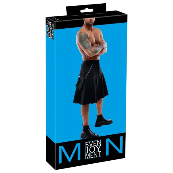 KILT SCOZZESE NERO LUNGO PER UOMO CON TASCA E CATENA SVENJOYMENT