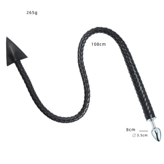 PLUG ANALE CON CODA DEL DIAVOLO IN PELLE SINTETICA E METALLO