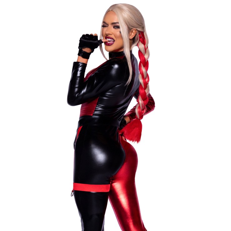 HALLOWEEN COSTUME SEXY DONNA HARLEY QUINN CATSUIT TUTA... 2