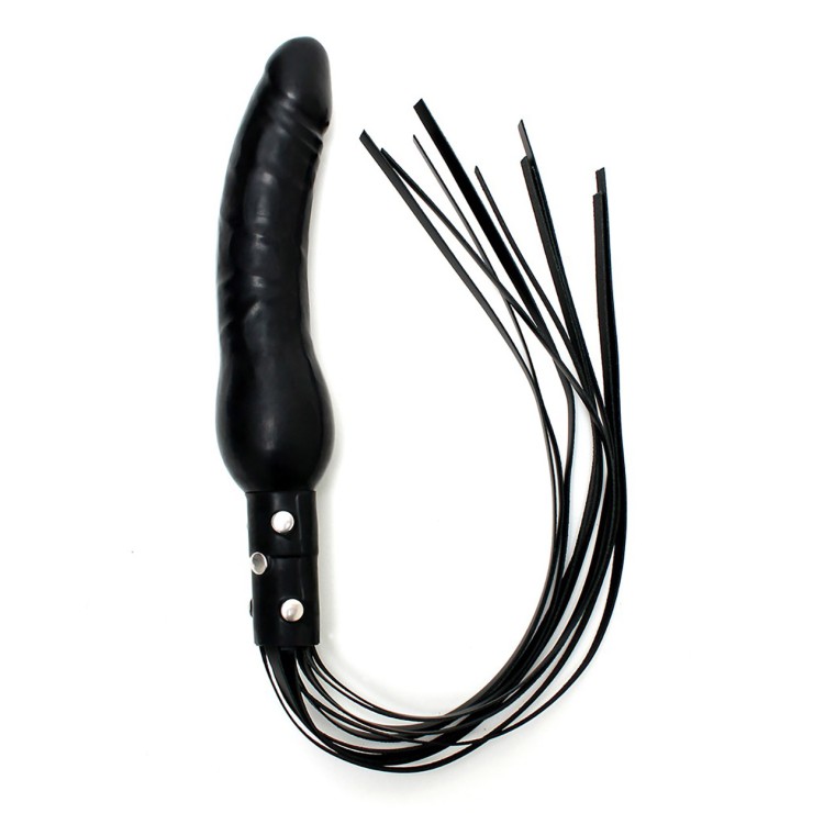 FRUSTA SEXY CON MANICO A DILDO IN LATEX E FRANGE IN PELLE...