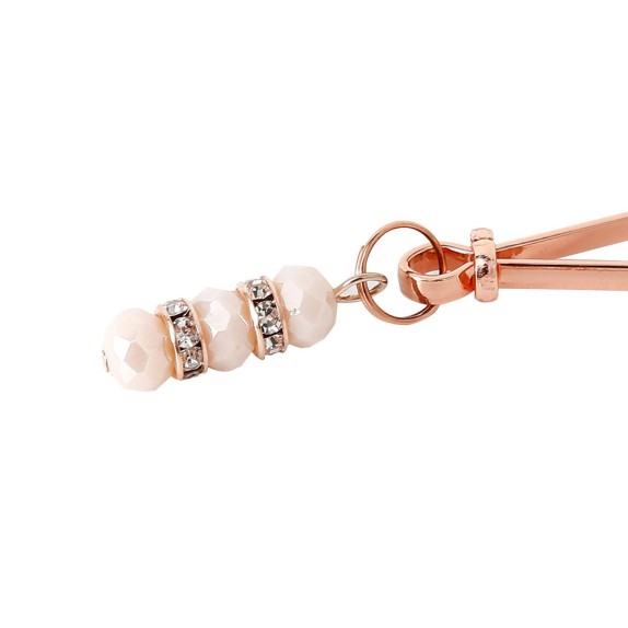 PINZETTE PER CAPEZZOLI SEXY IN ROSE GOLD CON CIONDOLO E STRASS