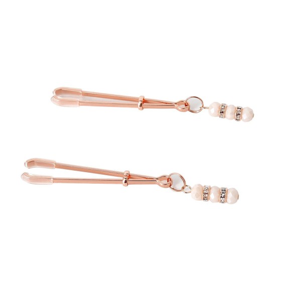 PINZETTE PER CAPEZZOLI SEXY IN ROSE GOLD CON CIONDOLO E STRASS