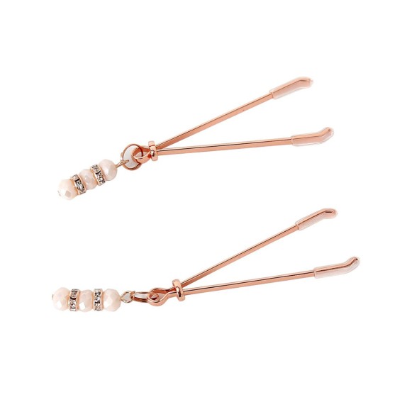 PINZETTE PER CAPEZZOLI SEXY IN ROSE GOLD CON CIONDOLO E STRASS