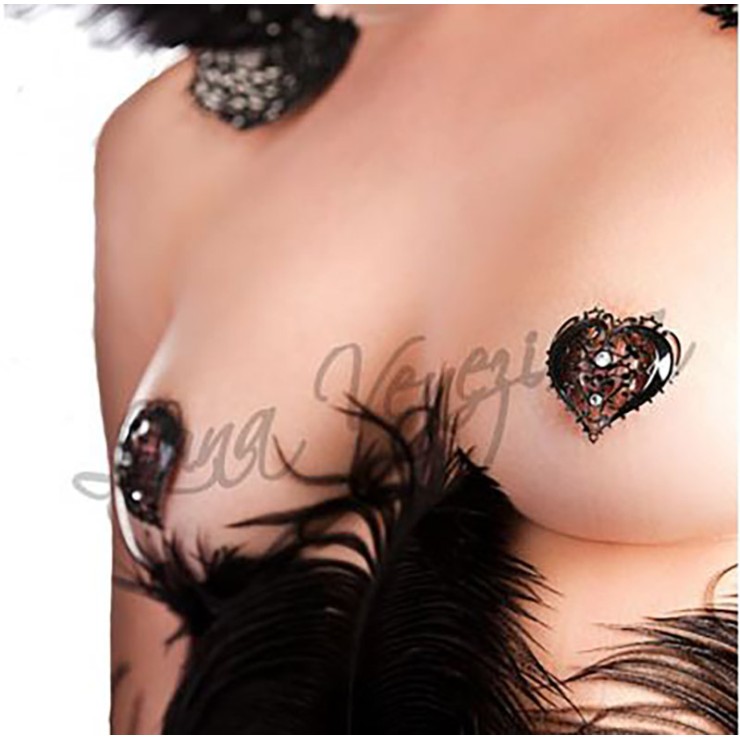 COPRICAPEZZOLI SEXY A FORMA DI CUORE IN FILIGRANA NERA...