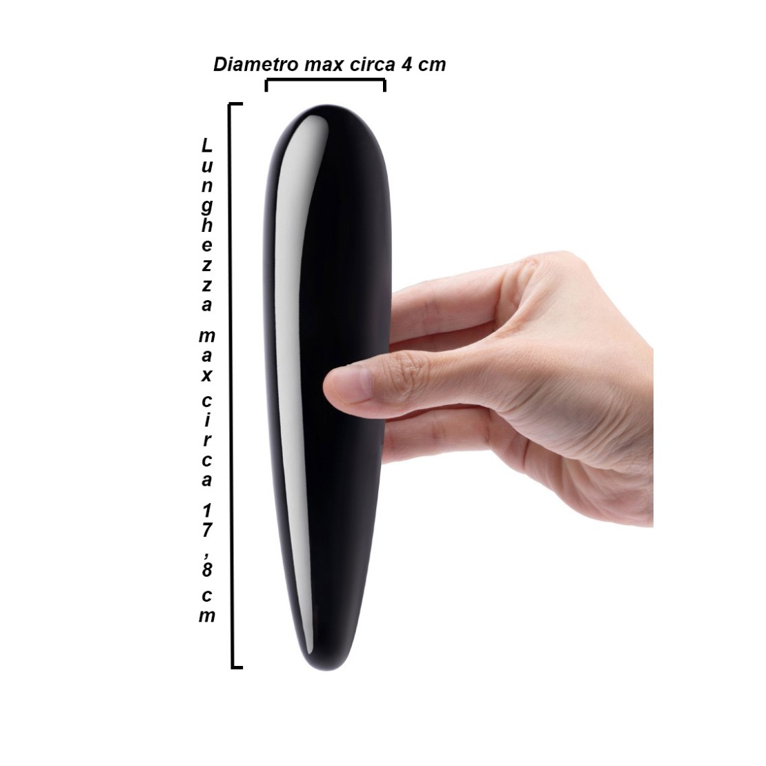 STIMOLATORE WAND IN OSSIDIANA NERO CON ANELLO...