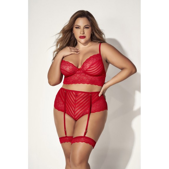 COMPLETO INTIMO PER DONNA IN TAGLIA GRANDE ROSSO 2 PEZZI MAPALE'