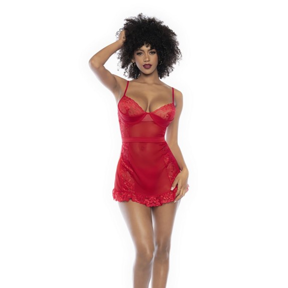 BABYDOLL ROSSO SEXY DA DONNA APERTO DIETRO CON STRING MAPALE'