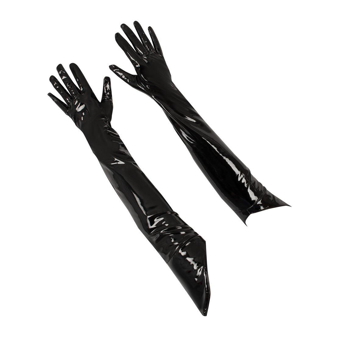 GUANTI SEXY LUNGHI LUCIDI IN PVC NERI BLACK LEVEL