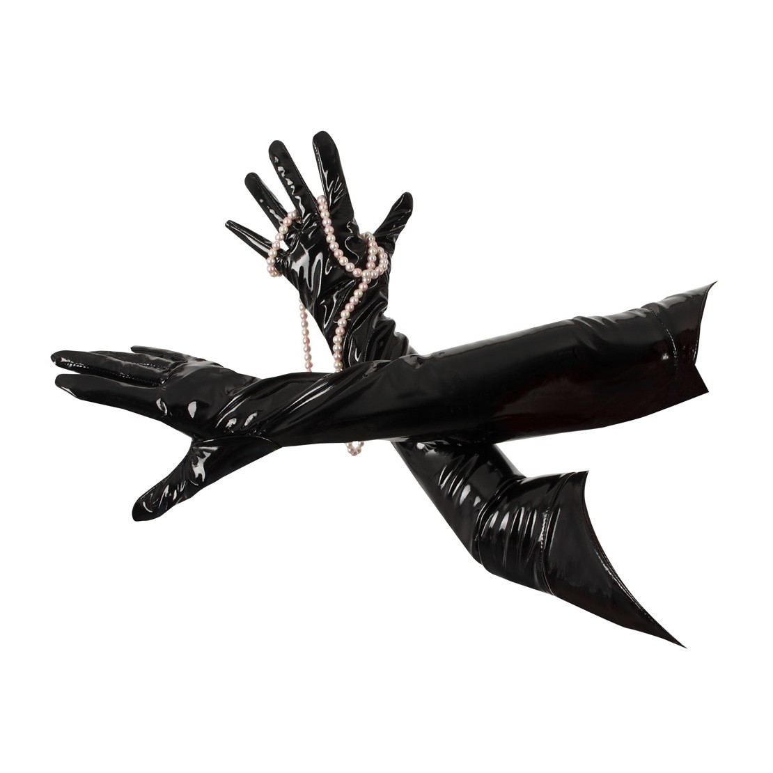 GUANTI SEXY LUNGHI LUCIDI IN PVC NERI BLACK LEVEL