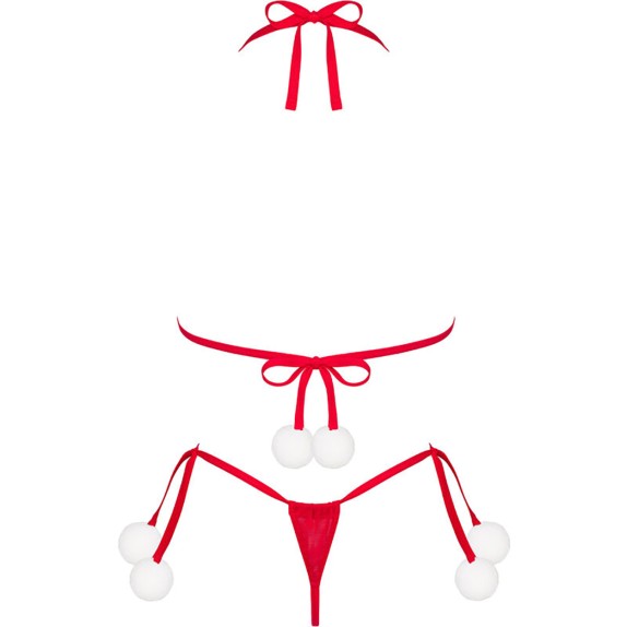 BABBA NATALE SEXY COMPLETO 2 PEZZI CON POMPOM PER DONNA BOBBLE GIRL