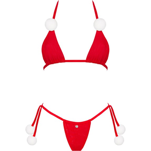 BABBA NATALE SEXY COMPLETO 2 PEZZI CON POMPOM PER DONNA BOBBLE GIRL