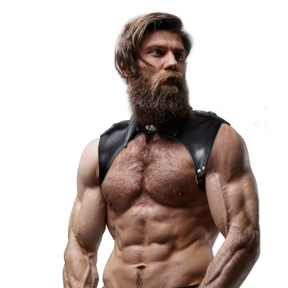 HARNESS SEXY DA UOMO CON COLLETTO E CINGHIE REGOLABILI PELLE VEGANA