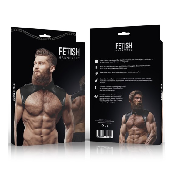 HARNESS SEXY DA UOMO CON COLLETTO E CINGHIE REGOLABILI PELLE VEGANA