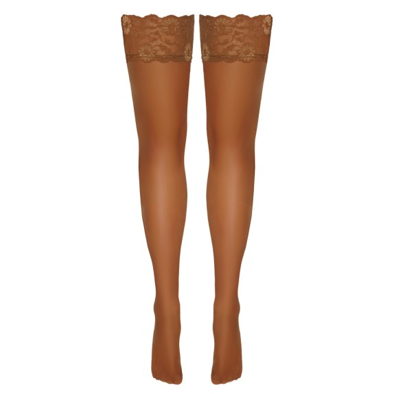 AUTOREGGENTE MARRONE CHIARO SEXY PER DONNA CON BALZA IN PIZZO COTTELLI