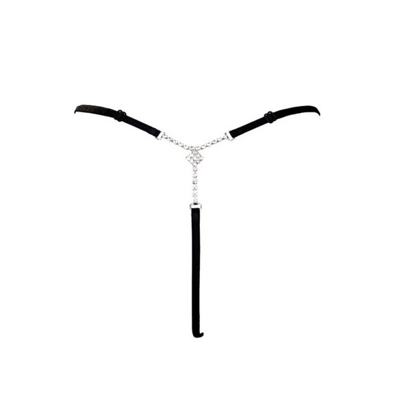 STRING NERO SEXY PER DONNA REGOLABILE CON GIOIELLO STRASS PALMA FOLY