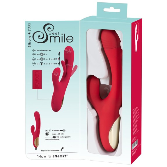 VIBRATORE RABBIT SEXY DONNA CON LINGUA INTERNA E VIBRAZIONE PER PUNTO G SWEET SMILE