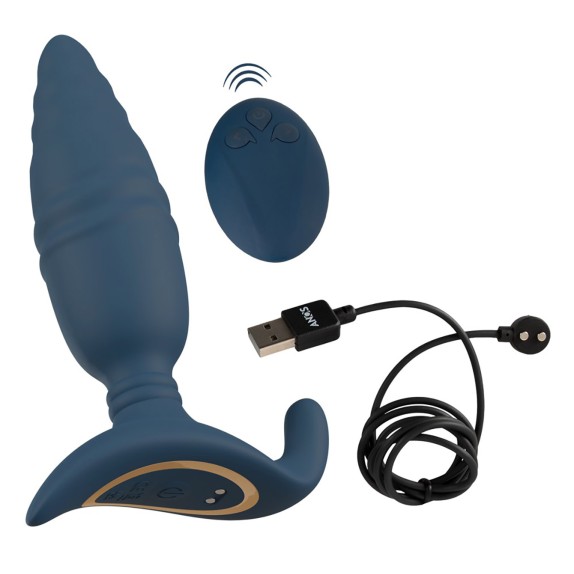 PLUG ANALE VIBRANTE CON MOVIMENTO SU E GIU' CON TELECOMANDO E STIMOLATORE PERINEO