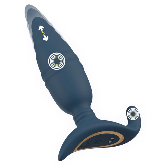 PLUG ANALE VIBRANTE CON MOVIMENTO SU E GIU' CON TELECOMANDO E STIMOLATORE PERINEO