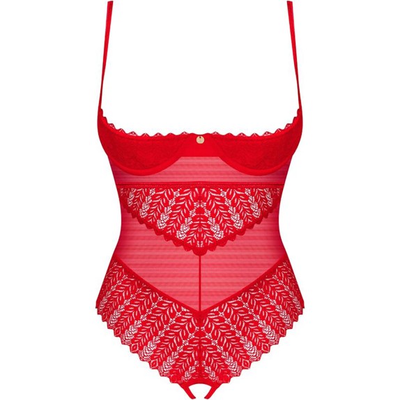 BODY SEXY PER DONNA ROSSO RICAMATO CON COPPA E MUTANDINA APERTE INGRIDIA TEDDY