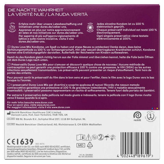 PROFILATTICI DUREX LOVE MIX DI PRESERVATIVI CONFEZIONE DA 40 PEZZI
