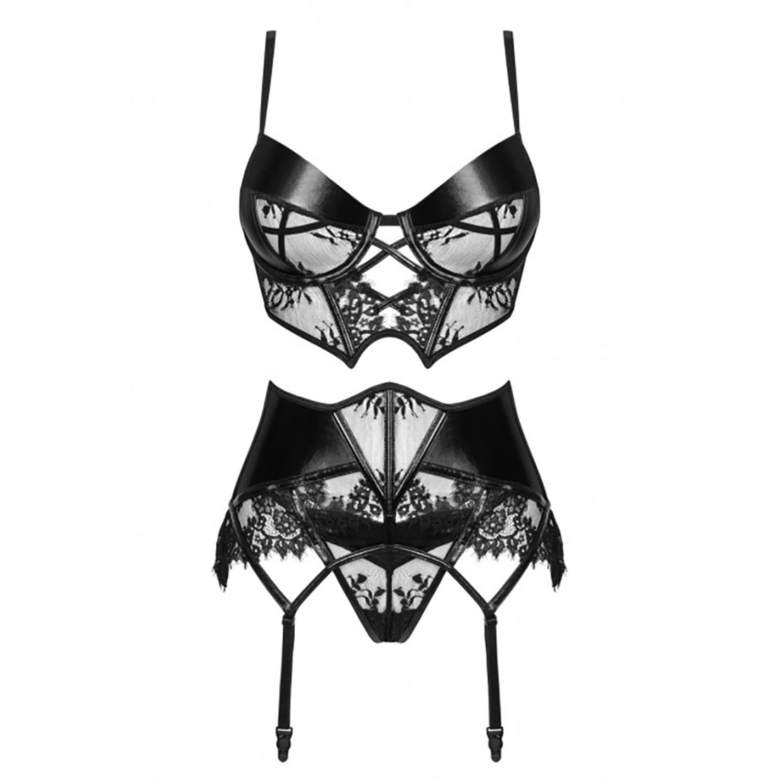 SET COORDINATO 3 PEZZI REGGISENO REGGICALZE E...