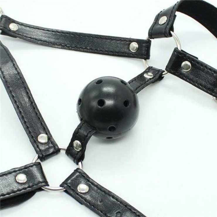 HARNESS COSTRITTIVO SEXY PER LA TESTA CON BALL GAG MORSO... 2