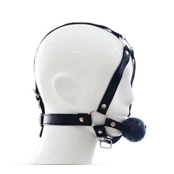 HARNESS COSTRITTIVO SEXY PER LA TESTA CON BALL GAG MORSO...