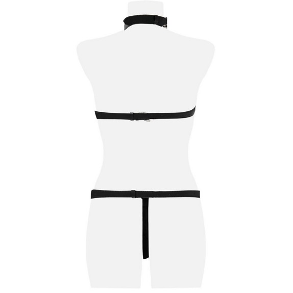 SET 5 PEZZI IN STILE HARNESS IN ECOPELLE REGOLABILE GREY VELVET