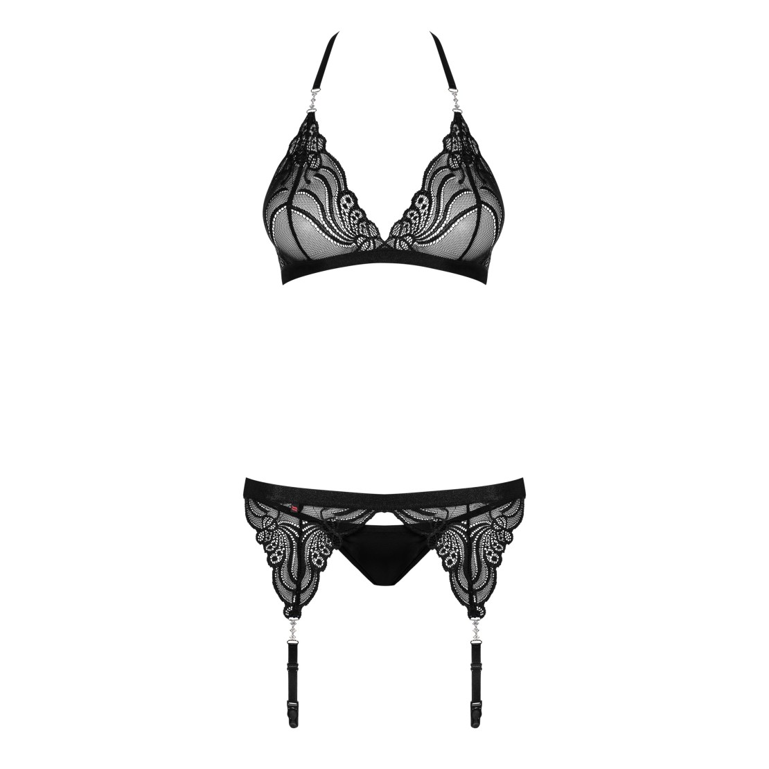 COMPLETO INTIMO SEXY PER DONNA SET TRE PEZZI IN FANTASIA