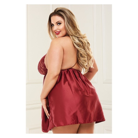 SEXY BABYDOLL MORBIDO PER DONNA IN SATIN E PIZZO