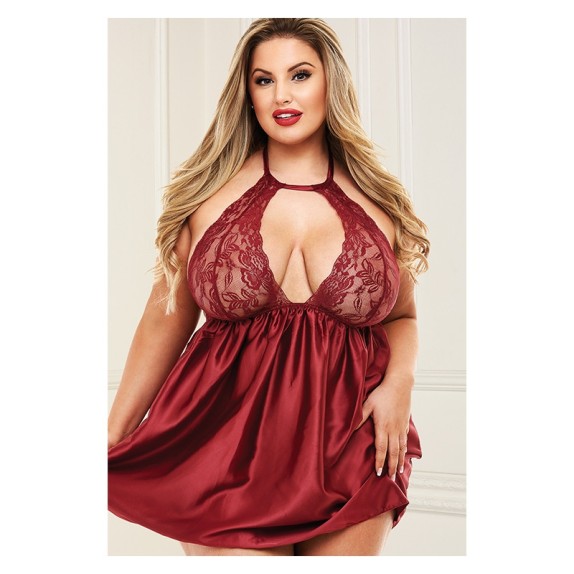 SEXY BABYDOLL MORBIDO PER DONNA IN SATIN E PIZZO