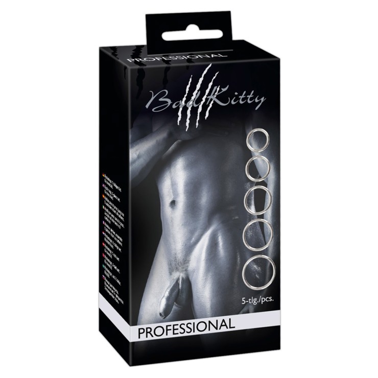 ANELLI COCK RING PER PENE IN METALLO SET 5 DIMENSIONI BAD...