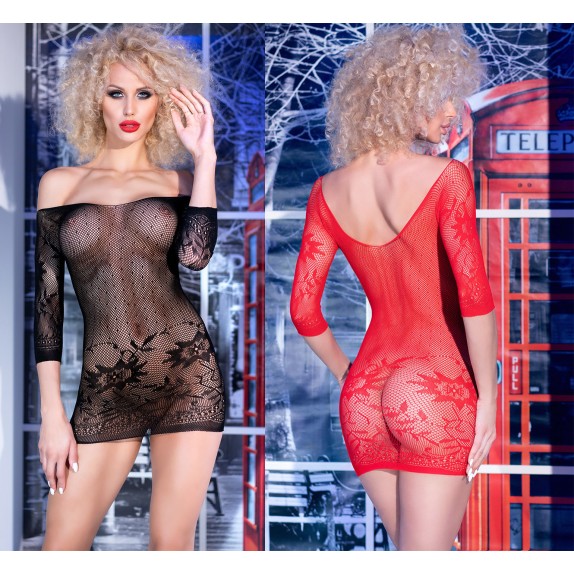 MINI ABITO CORTO SEXY DA DONNA ELASTICO SEMITRASPARENTE CHILIROSE