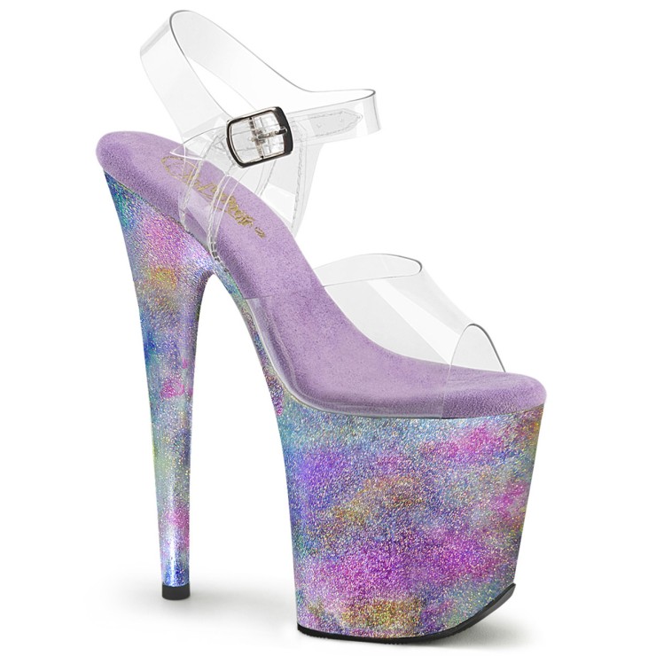 SANDALI SEXY PER DONNA TACCO 20 CM CON GLITTER MULTICOLOR...