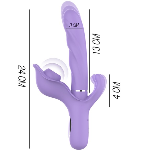 SEX TOY VIBRANTE TRIPLO VAGINALE ANALE CON STIMOLATORE CLITORIDE BILLIE