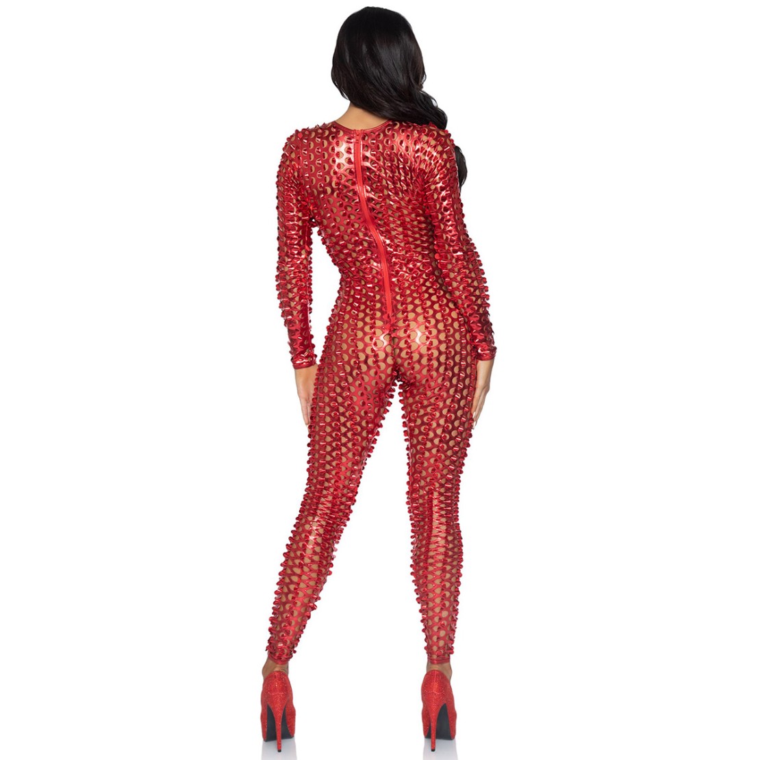 TUTA METALLICA ROSSA TRAVESTIMENTO SEXY PER...