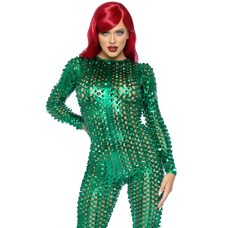 TUTA METALLICA VERDE TRAVESTIMENTO SEXY PER DONNA CON...