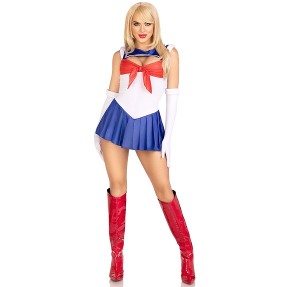 SAILOR MOON TRAVESTIMENTO SEXY PER DONNA ALLA MARINARA 3 PEZZI LEG AVENUE