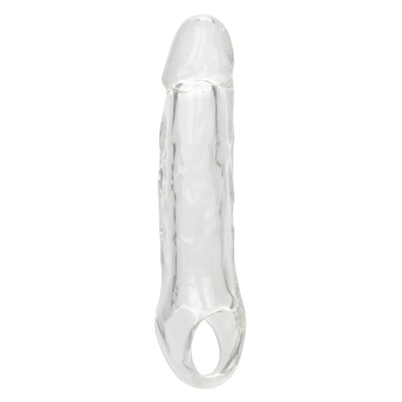 GUAINA PROLUNGA TRASPARENTE PER UOMO 18 CM CON ANELLO PER TESTICOLI PERFORMANCE MAXX
