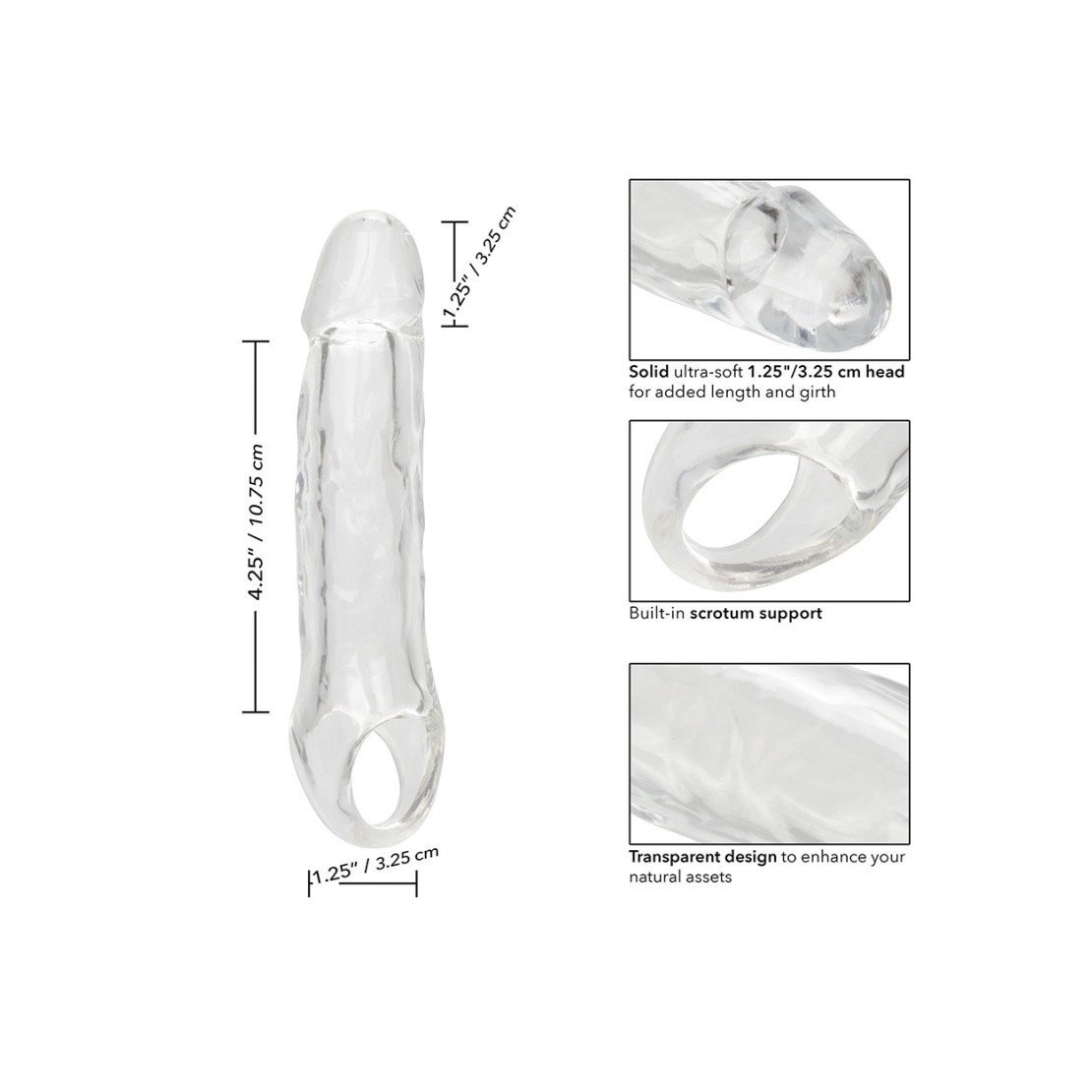 GUAINA PROLUNGA TRASPARENTE PER UOMO 18 CM CON...