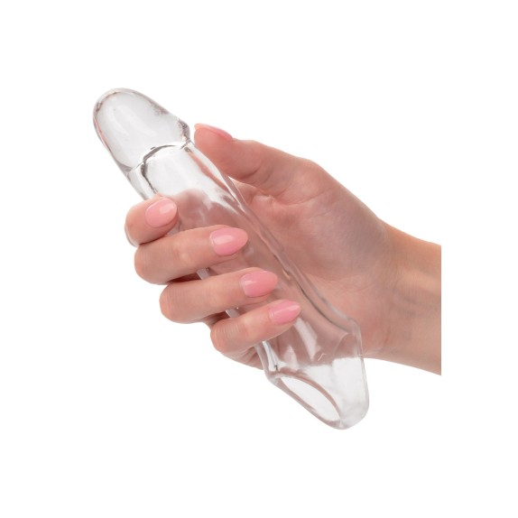 GUAINA PROLUNGA TRASPARENTE PER UOMO 18 CM CON ANELLO PER TESTICOLI PERFORMANCE MAXX