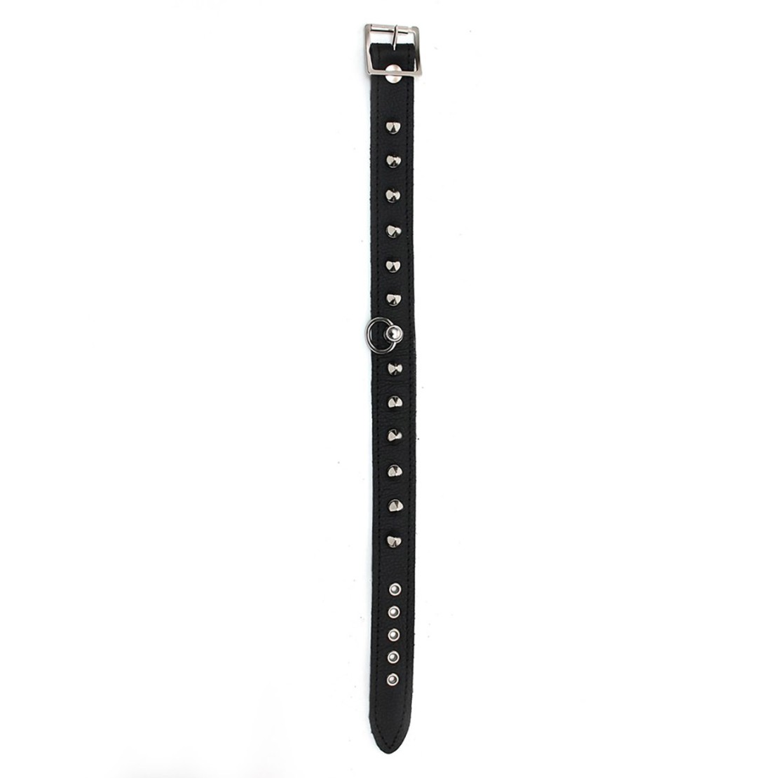 COLLARE PELLE NERO CON BORCHIE 25 MM